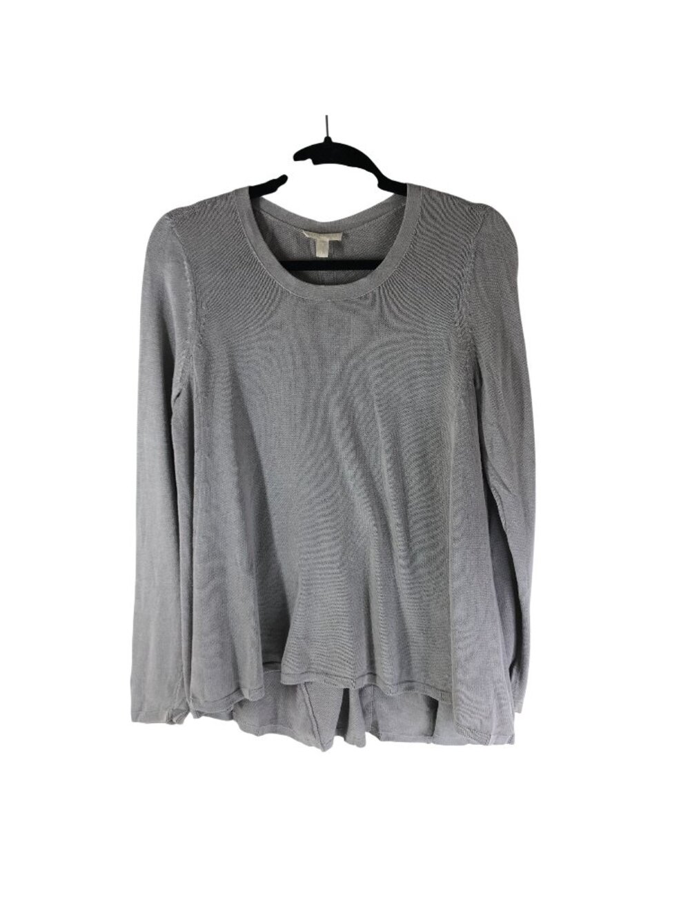 Eileen Fisher Long Sleeve Gray Lightweight Knit High-Low Hem Sweater Oversized S